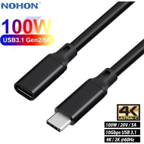 NOHON PD 100W 5A USB C Extension Cable USB3.1 Type C Extender Cord HD 4K 60Hz for Macbook Xiaomi Nintendo Switch Gen 2 10Gbps