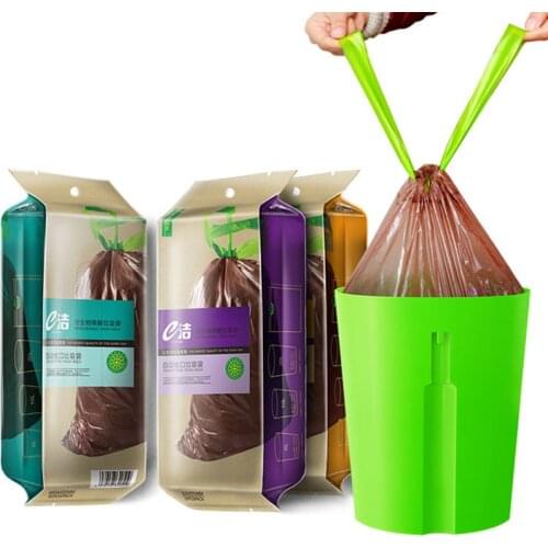 Household draw String Strong Disposable Durable Trash Bag big roll plastic Garbage bag with packing dog poop bags HDPE+ECM