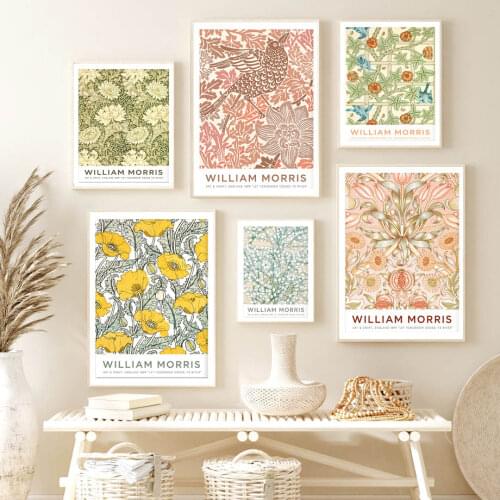 William Morris Leaf Flower Plant Abstract Wall Art Canvas Painting Nordic Posters And Prints Wall Pictures For Living Room Decor