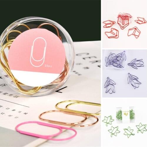 20pcs Rose Gold Love Paper Clip Creative Modeling Clip Metal Office Accessories Paperclips Metal Paper Clips Bookmark