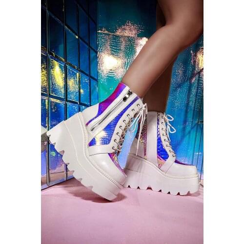 Luxury Brand New Fashion Female Platform Increase Boots Classic Wedges Ankle Boots Women 2021 Zipper Booties Botas Mujer 35-43