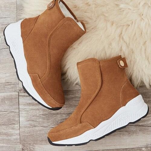Women Zipper Winter Warm Fur Snow Boots Ladies Suede Plush Platform Shoes Female Casual Comfort Boots Female Sewing Footwear