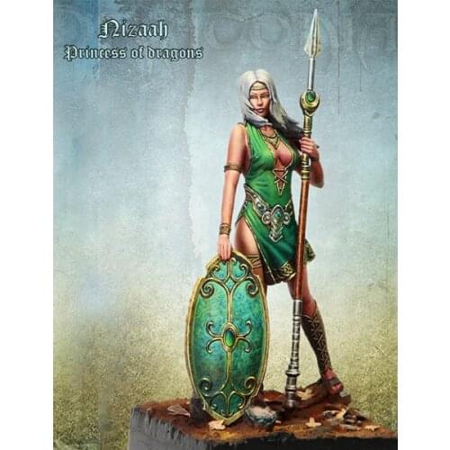 1/24 Scale 75MM Fantasy Female Warrior Unpainted Miniatures Resin Model Kit Figure Free Shipping