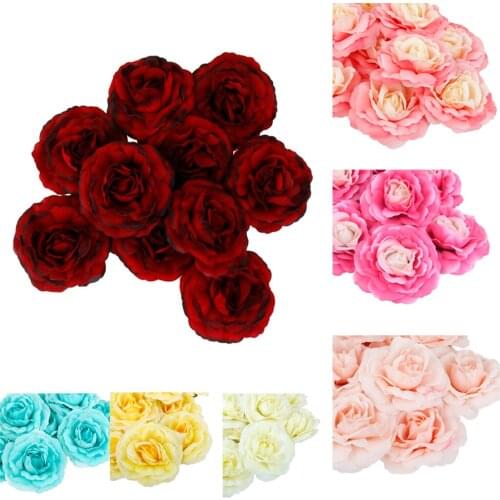 10Pcs Simulation Camellia Silk Flower Heads Hat Clothing DIY Craft Decoration