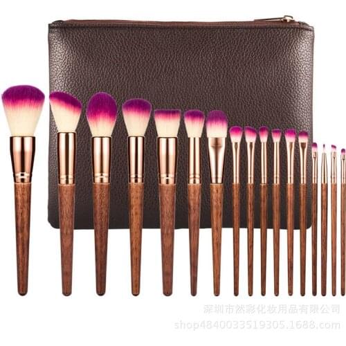 High quality soft coloful synthetic hair 17pcs cosmetic brushes kit powder brushes nylon hair foundation makeup brush set