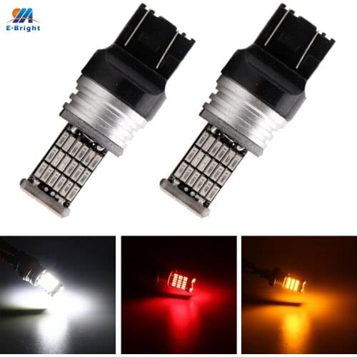 2PCS 7443 W21/5W Car Bulbs LED Canbus NO Error Parking Brake Stop Lights 7444 T20 4014 Chipsets 12V White Amber Red Automotive
