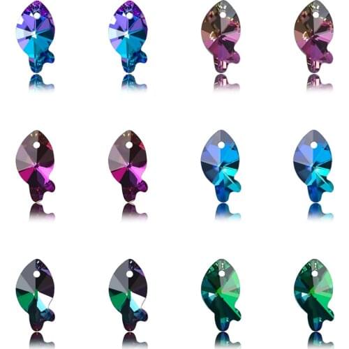 20Pcs/Lot Multicolor Glass Beads 17mm Crystal Charms Pendants Fish Shape For Women Jewelry Making Necklaces DIY Earring Findings