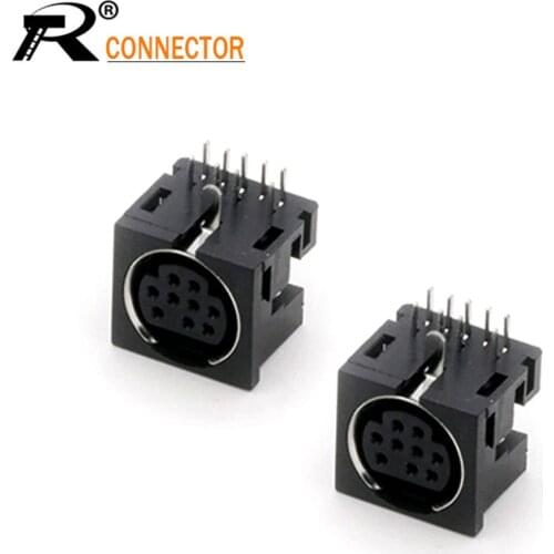 3PCS MINI DIN S Terminal PCB Panel Mount Socket Connector 9PIN DIP Instrument Socket Micro Power Jack Audio Device Connector