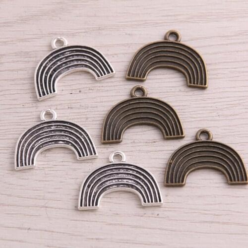 30pcs 18*24mm Two Color Metal Zinc Alloy Rainbow Charms Fit Jewelry Medical Plant Pendant Charms Makings