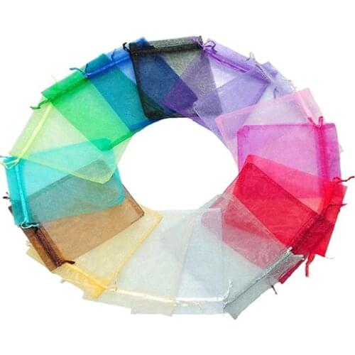 50Pcs Organza Jewelry Packaging Gift Candy Wedding Party Supplies Goodie Mini Pouch Bag Drawable Bags Present Sweets Pouches