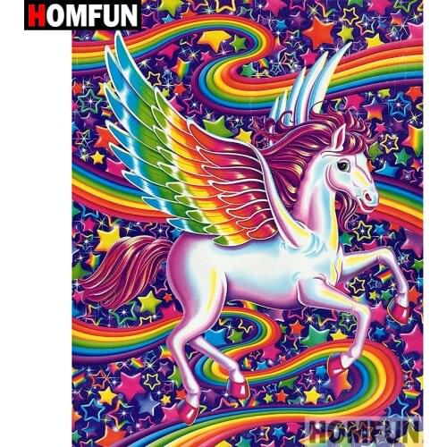 HOMFUN Full Square/Round Drill 5D DIY Diamond Painting "Angel horse" Embroidery Cross Stitch 5D Home Decor Gift A07497