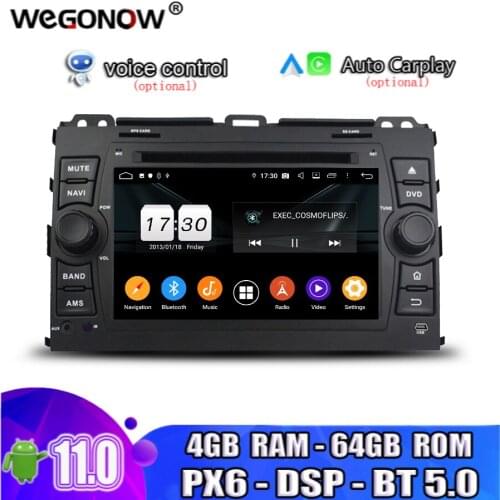 DSP PX6 Android 10.0 8 Core 4GB 64GB 2006-2010 Car DVD Player Wifi BT5.0 RDS RADIO tuner GPS For Toyota Prado Land Cruiser 120