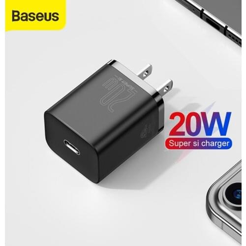 Baseus 20W PD Super Si USB C US Plug Charger For iPhone 12 Pro Max Fast Charging Portable Phone Charger For iP 11 Pro Max