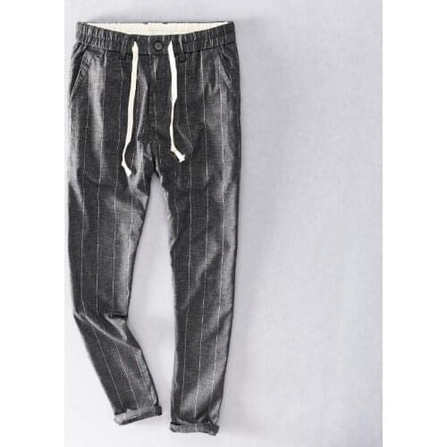 Striped with stretch elastic waist men pants brand casual loose comfortable trousers men fashion long beach pants for men