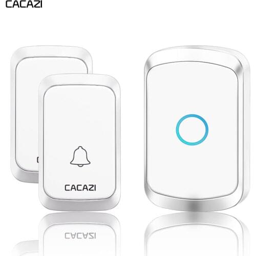 CACAZI Intelligent Wireless Doorbell Waterproof 2 Button 1 Receiver Home LED Light Battery Calling Bell Chime US EU UK AU Plug
