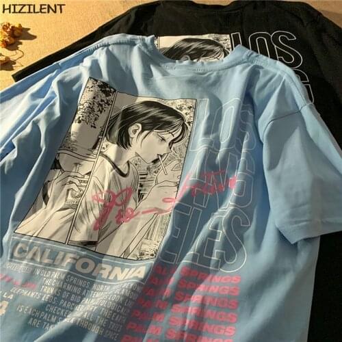 Anime Print Woman Oversized T Shirt 2021 Summer Y2K top Tee Shirt Harajuku Kawaii T Shirts Hip Hop Loose Women Grunge T-Shirts