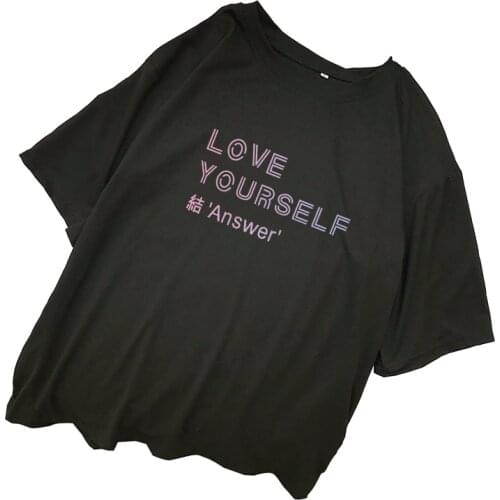 Korean Style Short Sleeve T Shirt Women Fashion Loose Kpop LOVE YOURSELF Letter Print T-shirts Casual Harajuku Tumnlr Tops Shirt