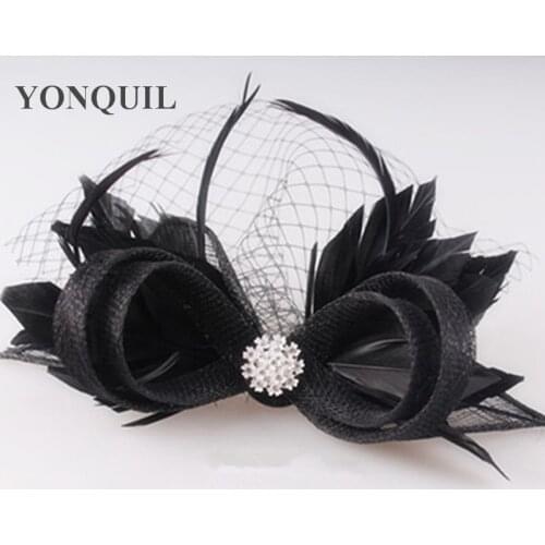 Glamorous Sinamay Veils Fascinator Bridal Wedding Feathe Headwear Bridal Chic Hair Accessories Birthday Headpiece Cocktail Hat