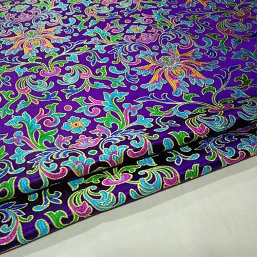 HLQON 75cm width brocade yarn dyed purple fabric for patchwork felt tissue telas bed sheet cheongsam dress children cloth coat