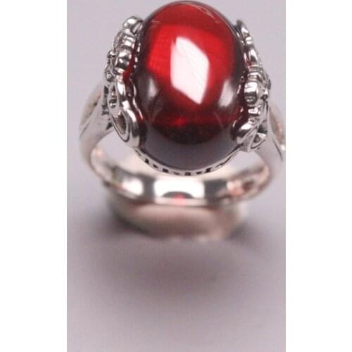 New Pure 925 Sterling Silver Ring The widest 17mm Garnet Lace Ring