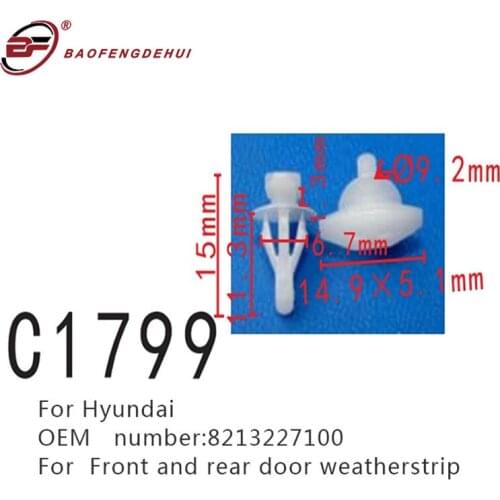 Auto Positioning For Hyundai 8213227100 Front And Rear Door Weatherstrip Fasteners