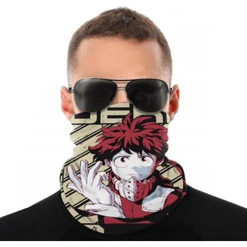 Deku Diagonal My Hero Academia Anime Magic Scarf Neck Face Mask Halloween Tube Mask Tubular Bandana Dustproof Headband Outdoor