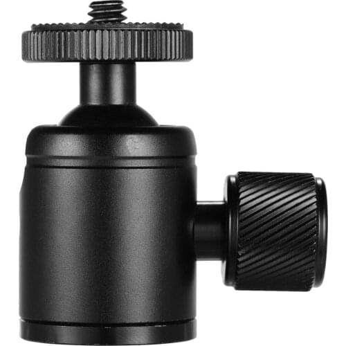 Mini Metal Tripod Head Adapter Ball Head Aluminum Alloy with 1/4 Inch Screw for Mobile Phone Camera LED Light Tripod Black