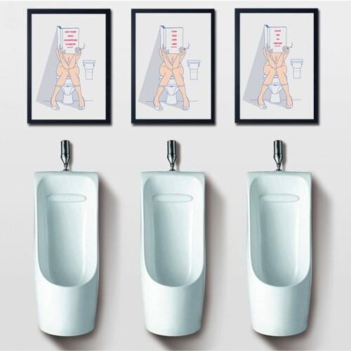 Wall Pictures For Living Room Toilet Bathroom Decor Fashion Line Life Quotes Wall Art Canvas Painting Nordic Posters And Prints