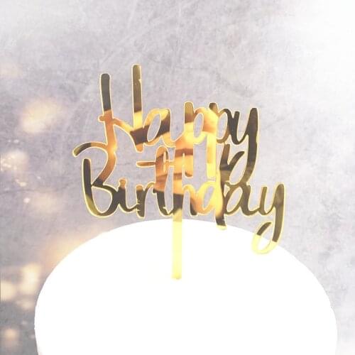 New INS Happy Birthday Acrylic Cake Topper DIY Letters Acrylic Cupcake Topper For Birthday Party Cake Decorations Baby Shower
