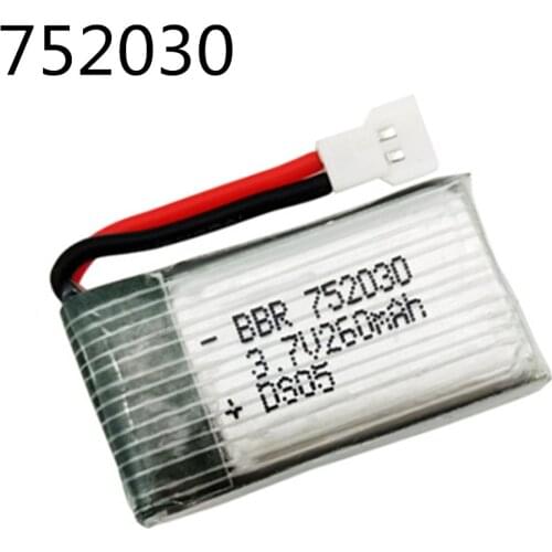 Original Battery 3.7V 260mAh Lipo Battery For H8 RC Quadcopter drone part H8 Mini Drone Parts 3.7v Battery 752030
