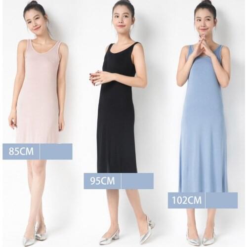 Women Modal Tank Dress Summer sleeveless sundress Casual Loose slip dress 85 to 102cm size M to 2XL