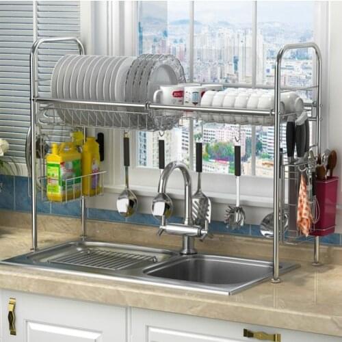 304 stainless steel dish rack sink drain rack kitchen rack supplies storage rack pool to dry dishes dish shelf
