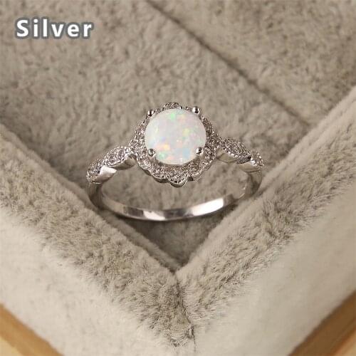 Popular in Europe and America fashion 925 Sterling Silver noble Ring Platinum zircon Moonstone dazzling round crystal jewelry