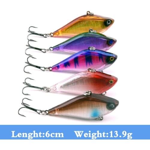 5pcs VIB Fishing Lure 13.9g 6cm 5 colors Wobblers Artificial Bait 3D Eyes Troling Lure Pesca For Fishing Accessories