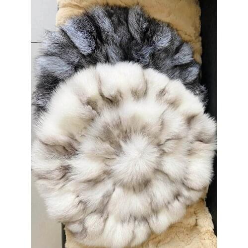 MS.Softex Luxury Natural Fox Fur Cushion Round Shape Chair Cover