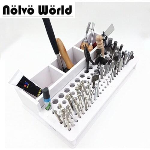 4 size white wood-plastic DIY bags purse punch tools holder,handmade bag box leather craft carved storage tool holder