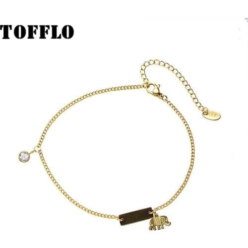 TOFFLO Stainless Steel Jewelry Small Elephant Zircon Anklet Womens Lovely Anklet BSS096