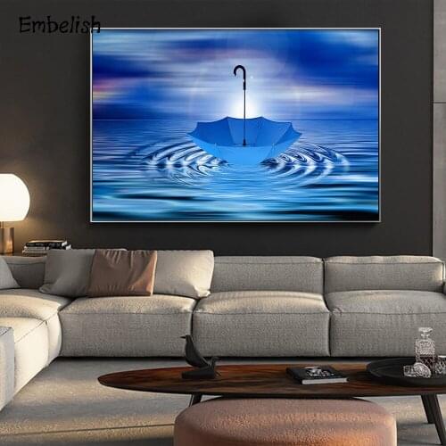 Embelish 1 Pieces Abstract Blue Umbrella Modern Home Decor Wall Art Pictures For Living Room HD Print On Canvas Paintings Poster