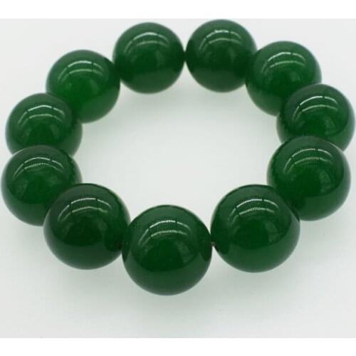 Wow! big size green jade round 20mm bracelet 7.5inch wholesale beads FPPJ nature xmas gift