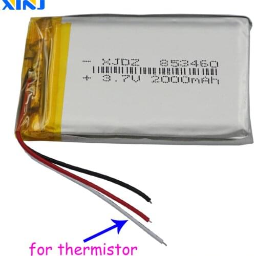 XINJ 3.7V 2000mAh 3wires for thermistor Li Polymer li-po Battery 853460 For GPS Music player E-book PAD DVD MID Phone Tablet PC