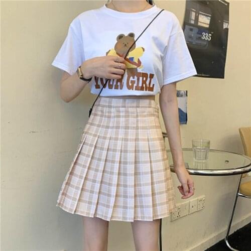 40# High Waist Korean Skirts Women Plaid Pleated A-line Anti-burnout High Waist Mini Skirt Short All-match Skirt Юбка В Клетку
