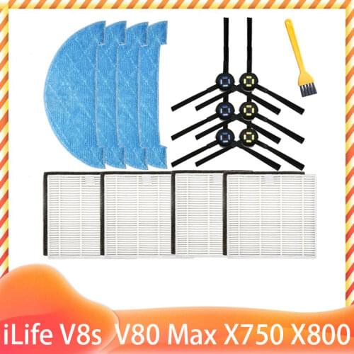 Washable household replacement Kits Hepa filter Side Brush Mop for iLife V8 V8s X750 X800 X785 V80 Robot Vacuum cleaner Parts