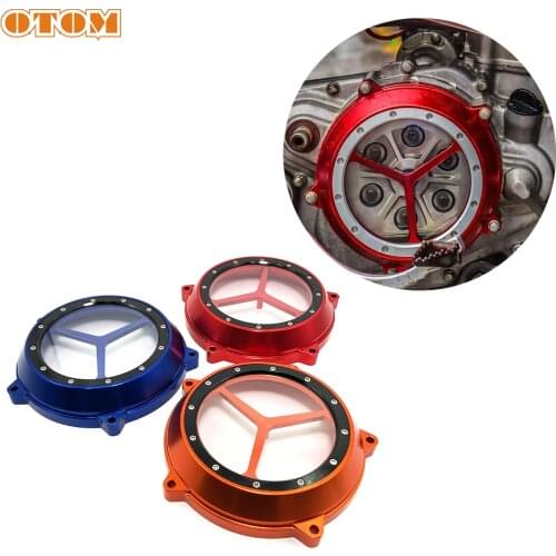 OTOM Motorcycle Clutch Transparent Cover Oil Observation Window Protective Guard Aluminum Alloy Cap For NC250 NC450 Motocross