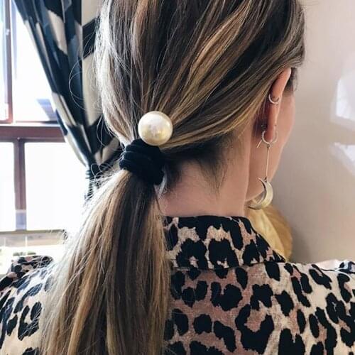 Haimeikang Women Pearl Headband Scrunchies Elastic Hair Band Ponytail Holder Girls Gum for Hair Rubber Rope Hair Accessories