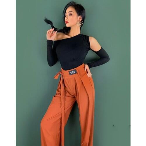 Orange Latin Dance Pants For Women Soft Ballroom Dance Pratice Wear Designer Clothes Tango Dance Outfit Salsa Dancewear JL2519