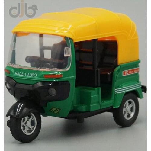 1:14 Diecast Motorcycle Model India Tricycle Taxi Pull Back Function With Sound & Light