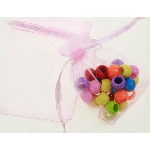 11*16cm 100pcs Pink Gift Bags For Jewelry/wedding/christmas/birthday Yarn Bag With Handles Packaging Organza Bags