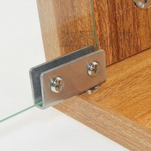 2x Stainless Steel Glass Door Hinges Clamps Glass Clips, Suitable for 8mm-12mm Glass Door Cabinet