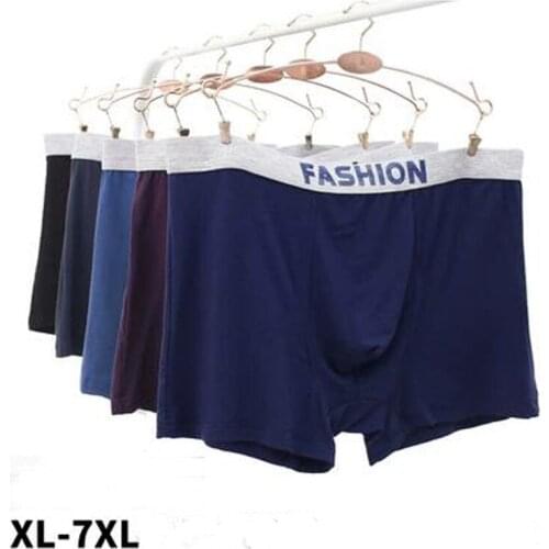 3PCS Mens Cotton Underwear Man Big Short Breathable Solid Sexy Shorts Pure Color Underpants Pluse Size XL-7XL Boxer for male