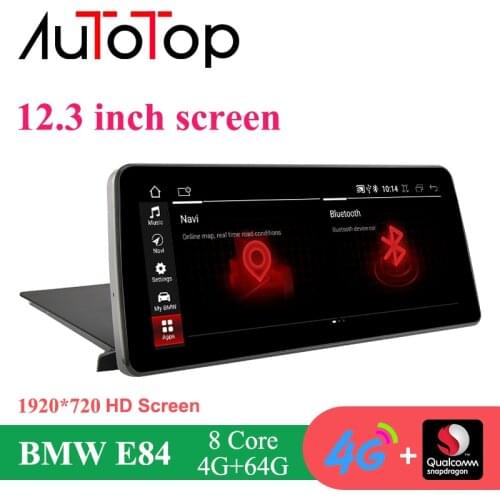 AUTOTOP 12.3" 1920*720P Qualcomm 4G+64G 2Din Android 10.0 Car Radio GPS Navi for BMW X1 E84 2009~2015 BT Wifi 4G Apple Carplay